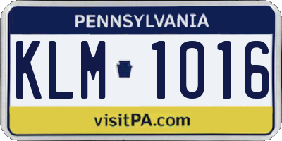 PA license plate KLM1016