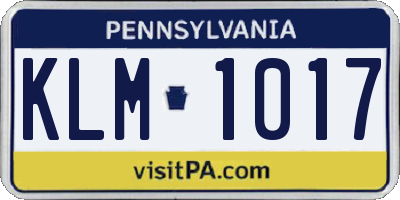 PA license plate KLM1017