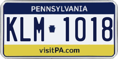 PA license plate KLM1018