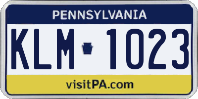 PA license plate KLM1023