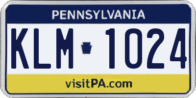PA license plate KLM1024