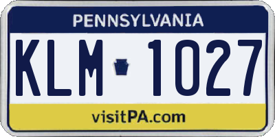 PA license plate KLM1027