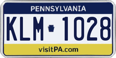 PA license plate KLM1028