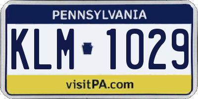 PA license plate KLM1029