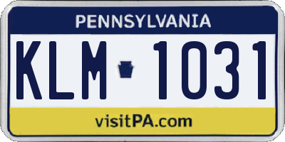 PA license plate KLM1031