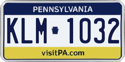 PA license plate KLM1032