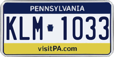 PA license plate KLM1033