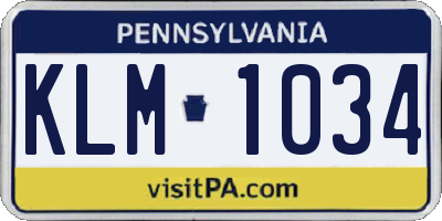PA license plate KLM1034