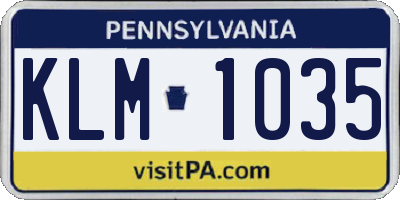 PA license plate KLM1035