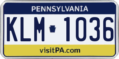PA license plate KLM1036