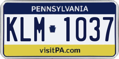 PA license plate KLM1037