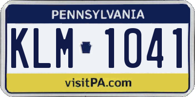 PA license plate KLM1041