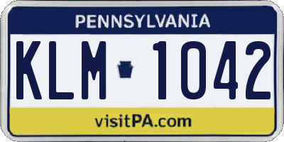 PA license plate KLM1042