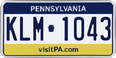 PA license plate KLM1043