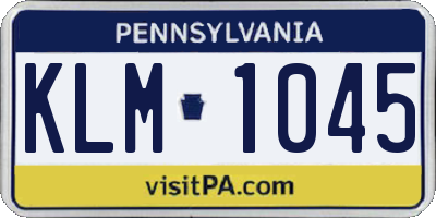 PA license plate KLM1045