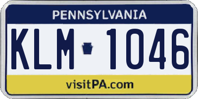PA license plate KLM1046