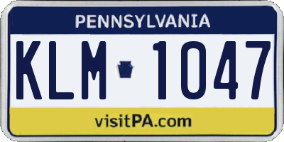 PA license plate KLM1047