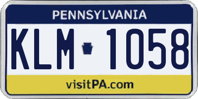 PA license plate KLM1058