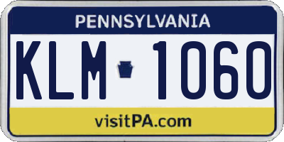 PA license plate KLM1060