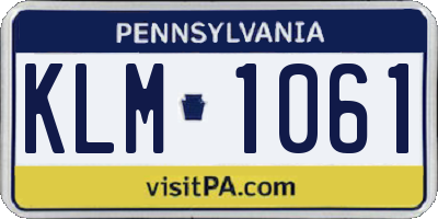 PA license plate KLM1061
