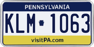 PA license plate KLM1063