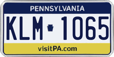 PA license plate KLM1065