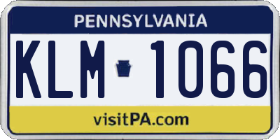 PA license plate KLM1066
