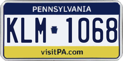 PA license plate KLM1068