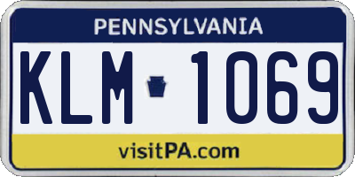 PA license plate KLM1069