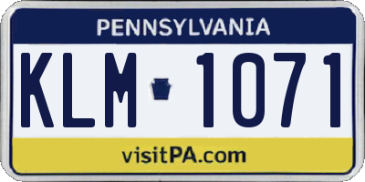 PA license plate KLM1071