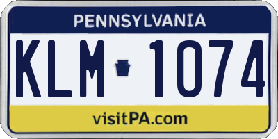 PA license plate KLM1074