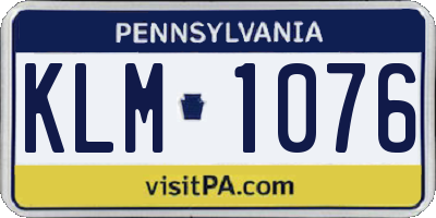 PA license plate KLM1076