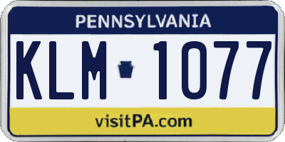 PA license plate KLM1077