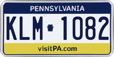 PA license plate KLM1082