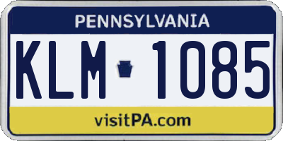 PA license plate KLM1085