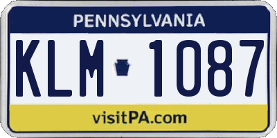 PA license plate KLM1087