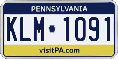 PA license plate KLM1091