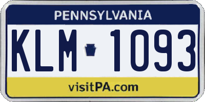 PA license plate KLM1093