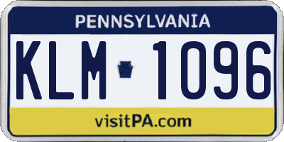 PA license plate KLM1096