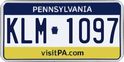 PA license plate KLM1097