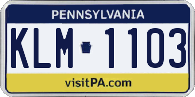 PA license plate KLM1103
