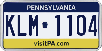 PA license plate KLM1104
