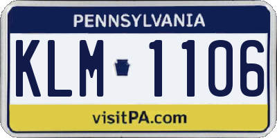 PA license plate KLM1106