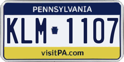 PA license plate KLM1107