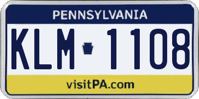 PA license plate KLM1108
