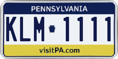 PA license plate KLM1111