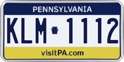 PA license plate KLM1112