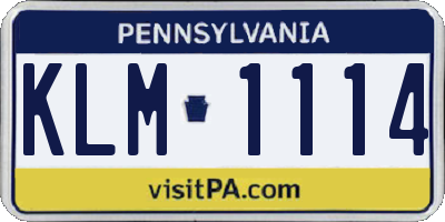 PA license plate KLM1114