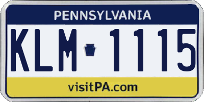 PA license plate KLM1115