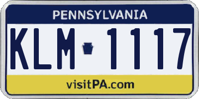 PA license plate KLM1117